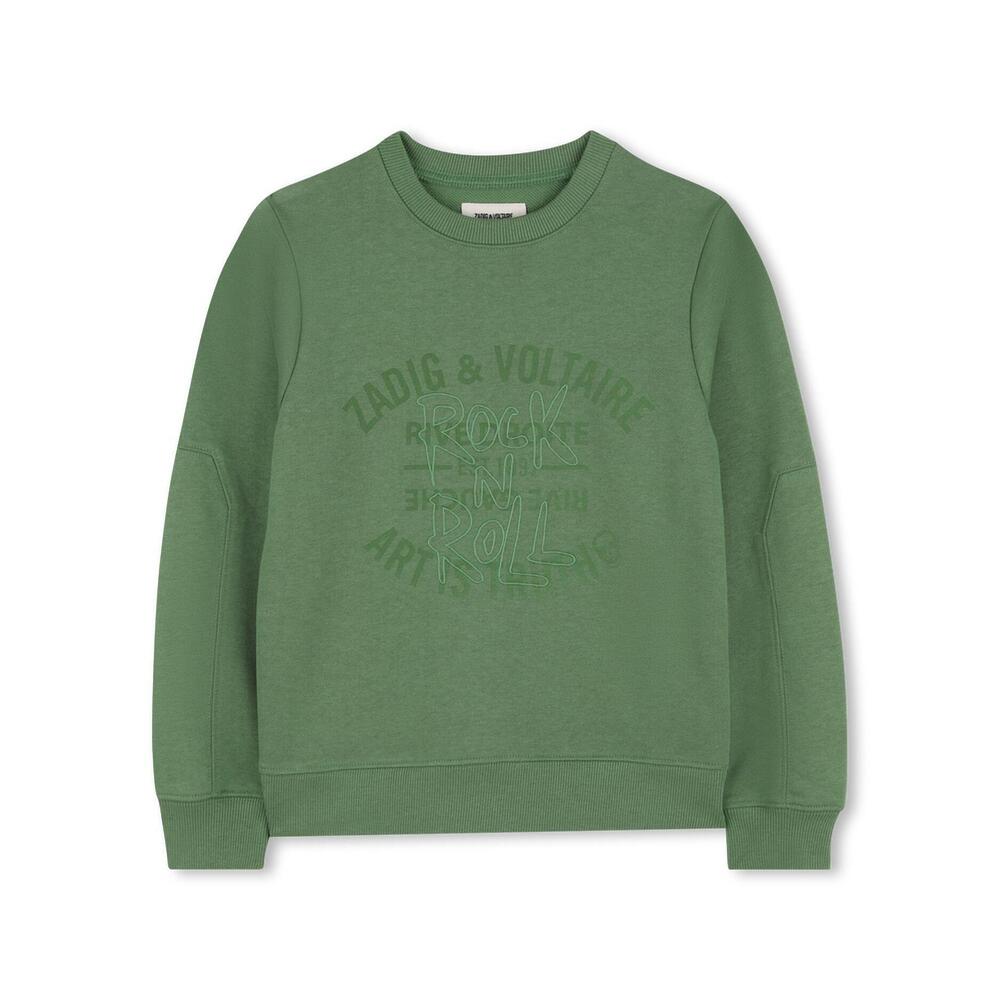 NEW ZADIG & VOLTAIRE kid's logo sweatshirt in willow bough